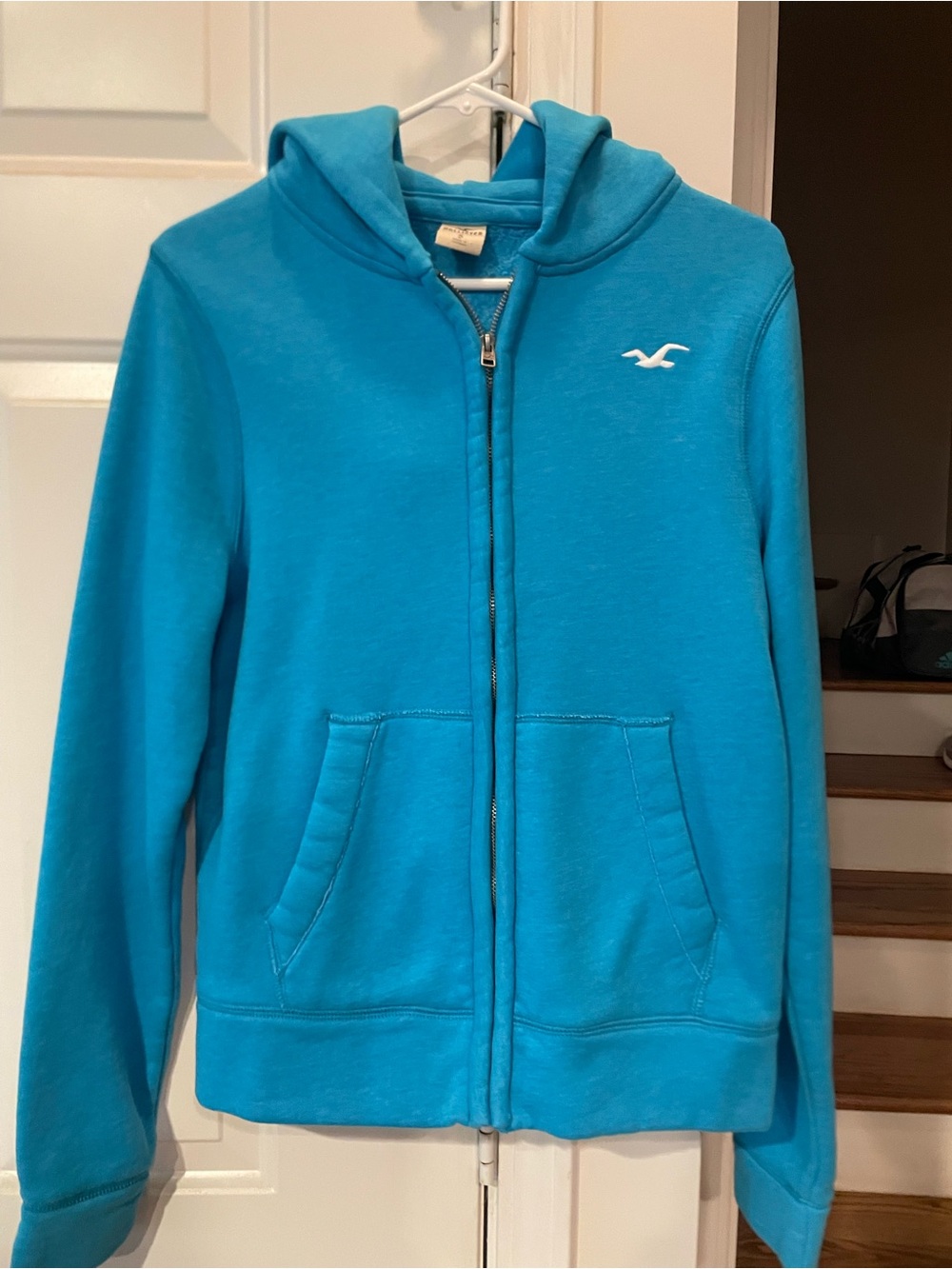 Hollister Teal Zip-Up Hoodie with Embroidered Logo